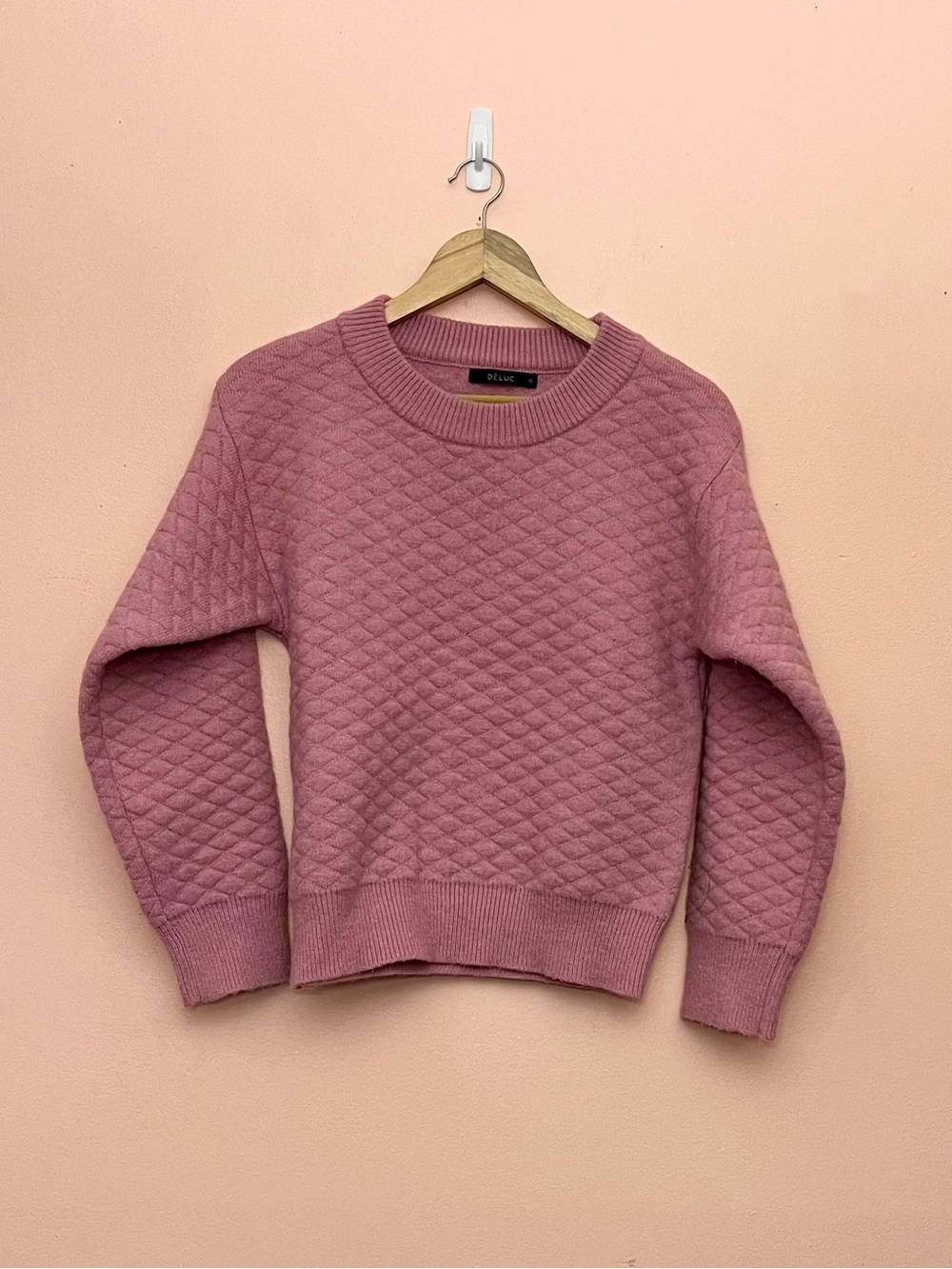 Deluc Pink Quilted Sweater Medium